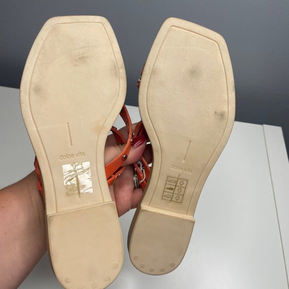 DOLCE VITA izabel studded strappy sandal in coral orange size 6.5 - Picture 5 of 6